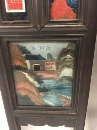 Vintage Chinese Reverse Paintings on Glass Panels Wood Frames Daily Life 8