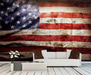 Wall26 - Closeup Of Grunge American Flag - Wall Mural Home Decor - 66x96 Inches