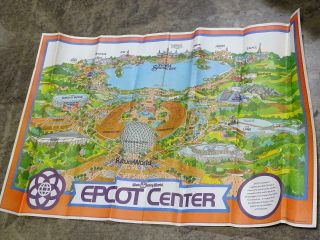 Vintage Souvenir Walt Disney World Epcot Center 1982 Park Poster Guide Map Old