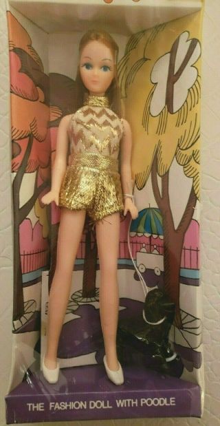 Vintage Diana Fashion Doll/poodle Topper Dawn Doll Clone,  Gold Jumpsuit,  Nib Nrfb