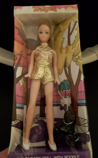 Vintage Diana Fashion Doll/Poodle Topper Dawn Doll Clone,  Gold Jumpsuit,  NIB NRFB 5