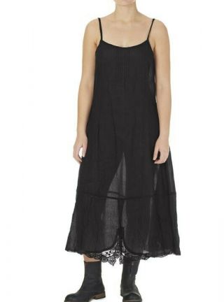 Ewa I Walla Womens Vintage Style Slip Black Dress With Lace Detail Size M