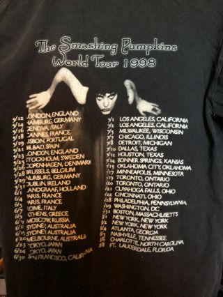Vintage 90s The Smashing Pumpkins T Shirt Xl 1998 Tour Dates Adore Cover Vtg Oop
