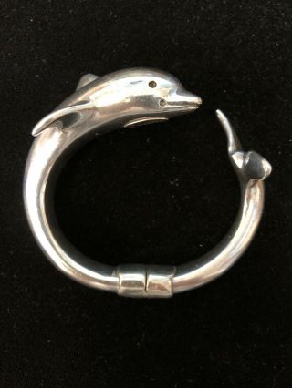 Heavy Vintage Bayanihan 925 Sterling Silver Bracelet Dolphin 46.  9 Gram