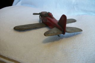 Vintage Folk Art Airplane Hand Carved Wooden & Painted - Hand Carved 5