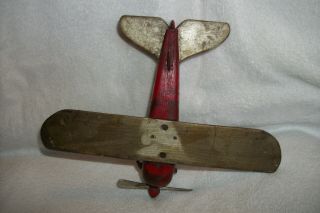 Vintage Folk Art Airplane Hand Carved Wooden & Painted - Hand Carved 7