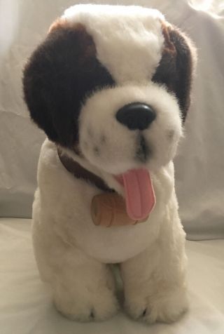 Saint Bernard Dog Rescue Barrel Collar Brown White Plush 20 " Dakin Vintage Toy