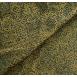 Sanskriti Vintage Green Heavy Saree Pure Satin Silk Woven Craft 5 Yd Fabric Sari 7