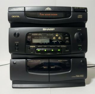 Vintage Sharp CD - C444 3 Disc CD AM/FM Radio Double Cassette Player Mini System 2