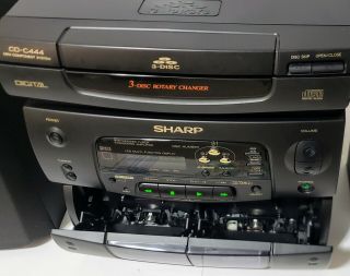 Vintage Sharp CD - C444 3 Disc CD AM/FM Radio Double Cassette Player Mini System 4