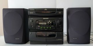 Vintage Sharp CD - C444 3 Disc CD AM/FM Radio Double Cassette Player Mini System 5