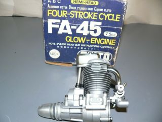 1985 Saito Fa - 45 Rc Four Cycle Model Airplane Engine Vintage Muffler,  Box,  Papers