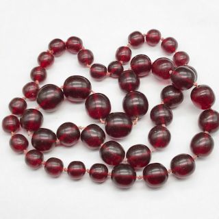 Antique Vintage Cherry Amber Bakelite Bead Necklace 109.  6g