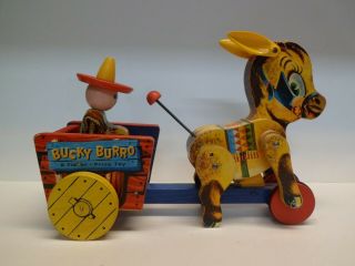 Vintage Fisher Price Bucky Burro 166 Pull Toy,  Very Good