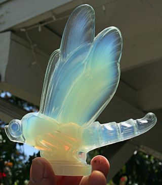Vintage Sabino Dragonfly Glass Car Mascot Hood Ornament Figurine