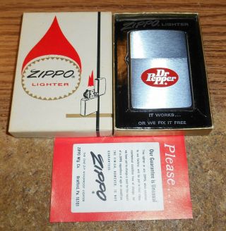 1975 Zippo Dr.  Pepper Full Size Advertising Lighter/in Box/very Rare