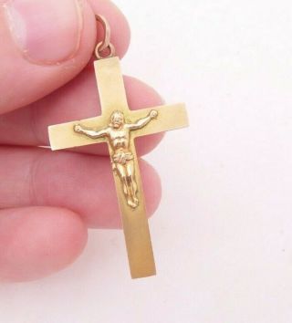 9ct Solid Gold Antique Crucifix Cross Pendant,  1903,  P Brothers,  9k 375