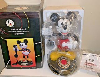 Vintage Disney Mickey Mouse 1997 Telemania Telephone Rotary Phone Nib