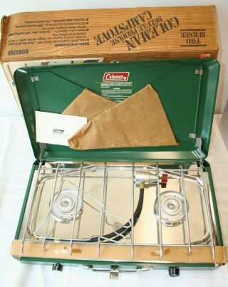 Vintage Coleman Deluxe Propane Camp Stove 2 Burner 5410a700 1981 Nos