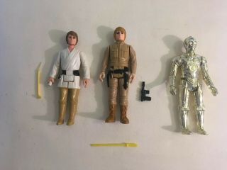 Vintage Star Wars Afa 3 Figures Luke Brown,  Luke Bespin,  C - 3po Refused Accessor