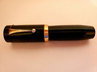 Vintage Jumbo Fat Black Fountain Pen,  14kt Gold Plated Nib