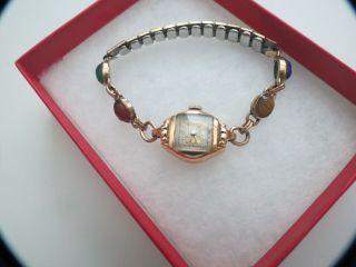 Vintage 14k Gold Ladies Wrist Watch 17j Swiss 3 Grams Scarab Bracelet Band