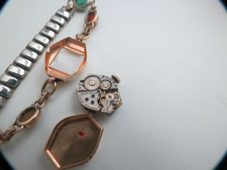 Vintage 14k Gold Ladies Wrist Watch 17j Swiss 3 grams Scarab Bracelet Band 5