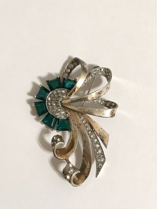 Vintage Gorgeous Sterling Defo Rhinestone Marcel Boucher Flower Bow Brooch Pin