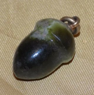 Antique Well Carved Irish Connemara Marble Appendage Charm In Form Of An Acorn