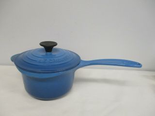 Vintage Le Creuset Blue 16 1 1/4 Quart Covered Sauce Pan Pot