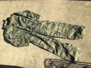 Vintage Tiger Stripe Camo Jumpsuit Army Military Coveralls Overalls Shirt Pants