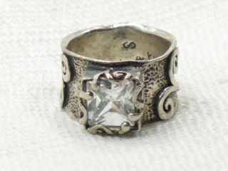 Estate Vintage Sterling Silver Sampson Signed Hammered Band Ring