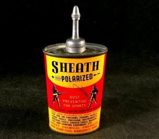 Vintage Sheath Gun Oil Handy Oiler Lead Top Tin Can Rare Old Advertising Gas 50s