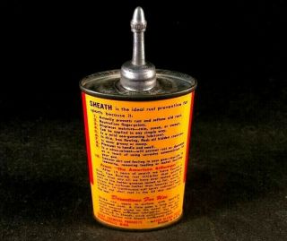 Vintage SHEATH GUN OIL HANDY OILER LEAD TOP TIN CAN Rare Old Advertising Gas 50s 4