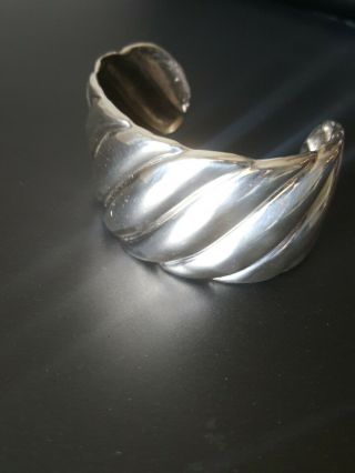 Rare Discontinued David Yurman 925 Sterling Silver Sculpted Wide Bangle Bracelet