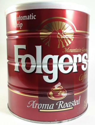 Vintage Folgers Mountain Grown Aroma Roasted Coffee Can 39oz,  Big Lebowski