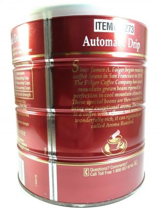 Vintage Folgers Mountain Grown Aroma Roasted Coffee Can 39oz,  Big Lebowski 2