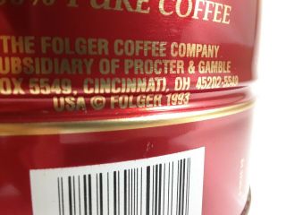 Vintage Folgers Mountain Grown Aroma Roasted Coffee Can 39oz,  Big Lebowski 4