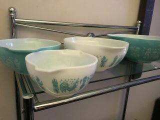 Vintage Pyrex Amish Butterprint Cinderella Mixing Bowls Set