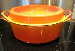 Le Creuset Doufeu Cousances Orange Flame 16 6qt Oval Dutch Oven Vintage