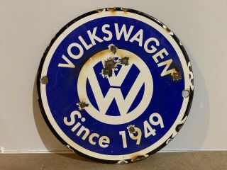 6” Vintage Volkswagen Vw German Parts And Service Since 1949 Porcelain Sign