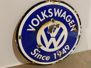 6” VINTAGE VOLKSWAGEN VW GERMAN PARTS AND SERVICE SINCE 1949 PORCELAIN SIGN 5
