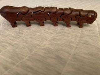 Vintage 3d Wooden Caterpillar Puzzle.  Hand Crafted & Signed By Peter Chapman