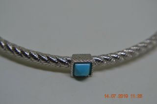 Judith Ripka Sterling Silver Cable Bangle Bracelet Sleeping Beauty Turquoise