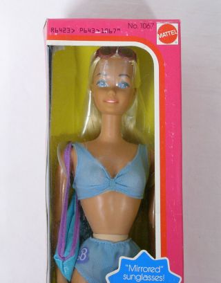 Vintage Barbie Sun Lovin Malibu 1067 Nrfb Peek A Boo Tan & Glasses 1978 Htf Mhb