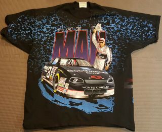 Dale Earnhardt The Man Vtg 90s All Over Print 2 Sided Black T Shirt Mens 2xl Usa