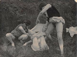 Large Vintage Grundworth Photo Nude Lesbian Girls Touching Gay Risque Woman 6