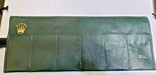 Authentic Vintage Rolex Green Leather Watch Roll For 6 Watches