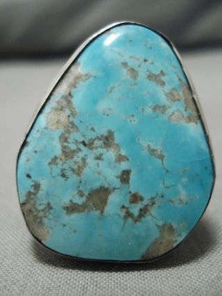 Exquisite Vintage Navajo Blue Gem Turquoise Sterling Silver Native American Ring