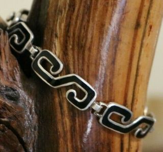 Vtg Margot De Taxco Mexico Sterling Enamel Art Deco Collar S Link Bracelet